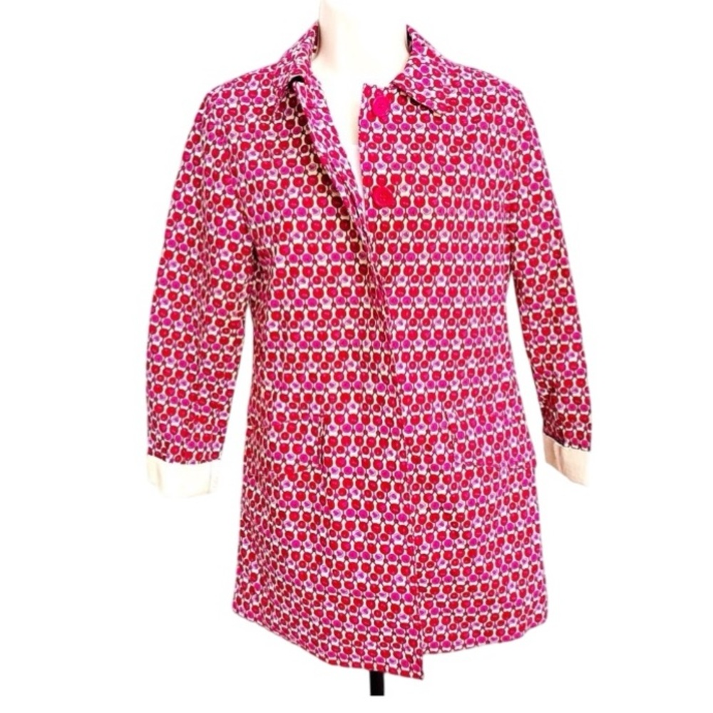 Gap Red/Pink Rose Print Trench Coat Sz Sma…
